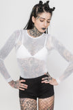 Tripp NYC Fishnet Long Sleeve (White)