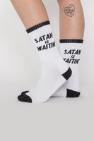 Creep Street Satan Is Waitin Socks (White)